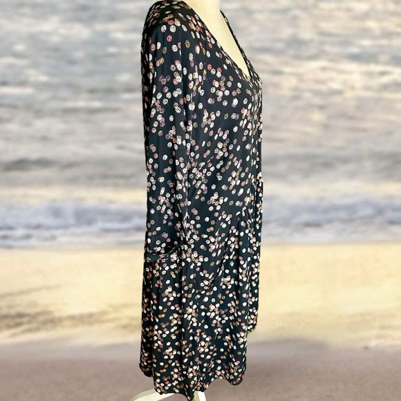 Garnet Hill Black Painter’s Dot Drop Waist Pocketed Midi Dress Size 10 - Picture 12 of 14